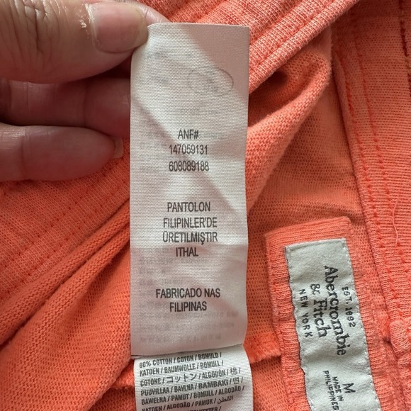Abercrombie & Fitch Capri Joggers M Coral FITCH '92 Logo Y2K Lounge Sweatpants - Picture 8 of 11
